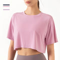 Oversized Trendy Breathable Crop Top Loose Yoga T-shirt Woman Essential Sports Short Sleeve for Exercising
