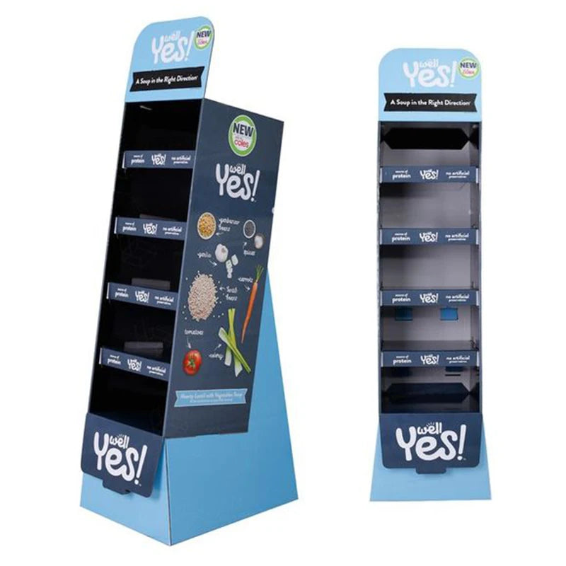 Customized Eco-friendly Foldable Design Paper Cardboard for Display Racks for Beverage Water Bottles Floor Stand