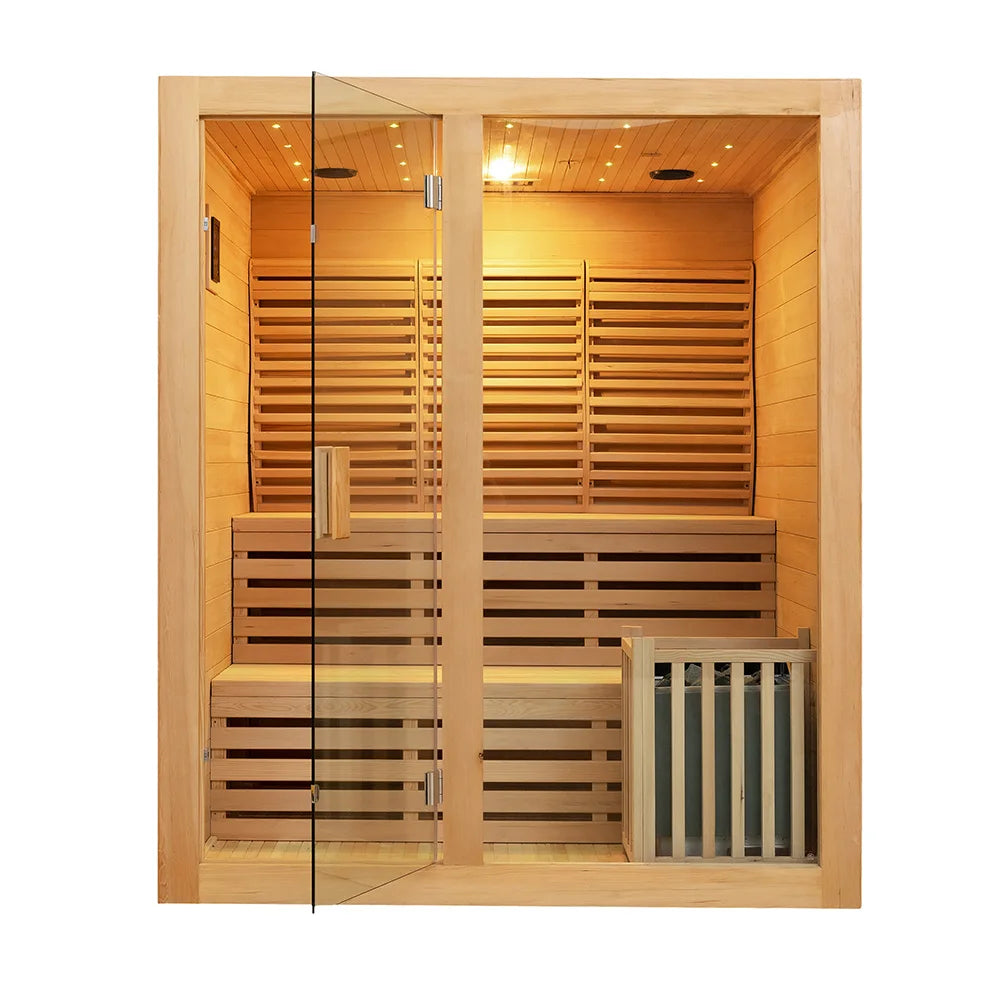 4 People Finnish Sauna Wooden Steam Sauna Home Traditional Sauna