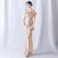 31535# New Fabric Bead Embroidery Combination Heavy Process Folding Organza Fine Evening Gown