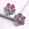 HOVANCI Women Personalized Elegant Flower Shape Acrylic Earring Acetate Acrylic Petal Flower Stud Earring