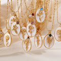 Stainless Steel Geometric Pendant Choker Necklace Jewelry Gold Shell Rectangle Birthstone Birth Flower Necklaces for Women Men