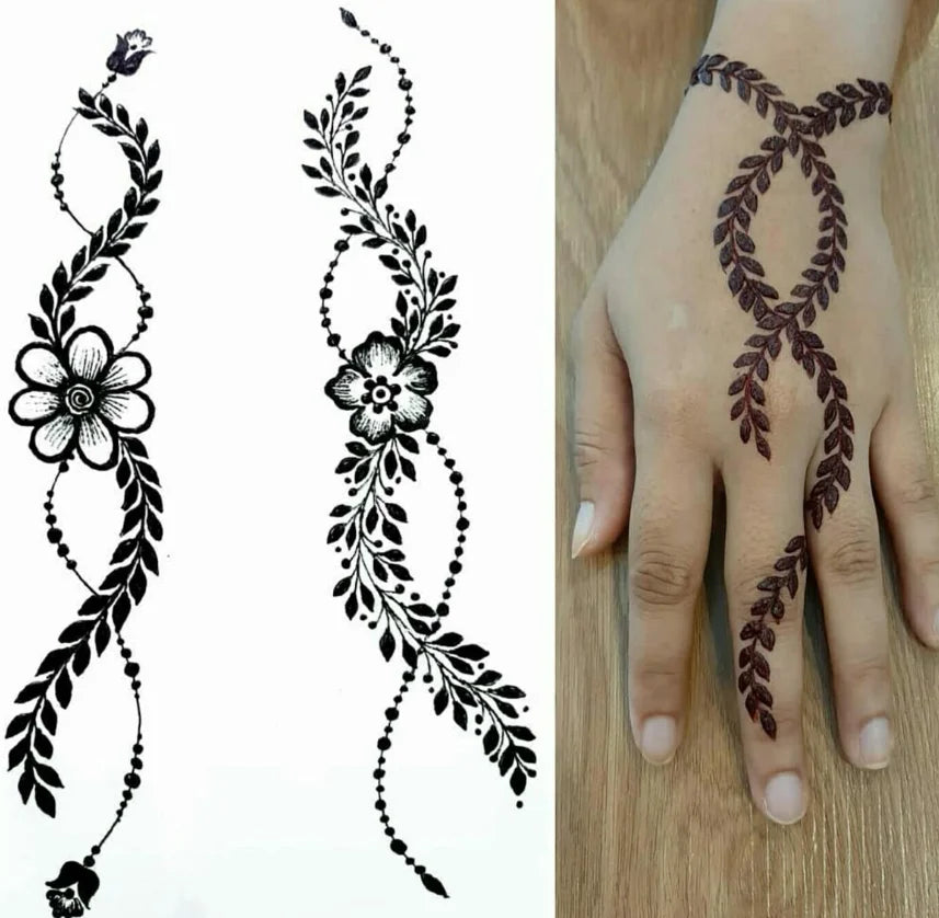 19*25cm Temporary PET Flower Stencils Template Muslim Arabic Wedding Ramadan Vinyl Sticker for Body Art for Hands Fingers Feet