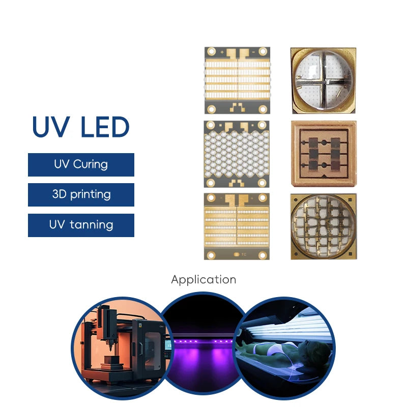 3D Printer  High Power Chip LED Uva Uvb Uvc Curing 3535 100w 6868 100w 300w 500w 365nm 385nm 395nm 405nm Ultraviolet Uv Led Chip