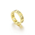 Fashion Wedding Ring 18K Gold Pated Stainless Steel Roman Numerals Ring for Couple Waterproof No Fade