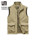 Liu Ming 2025 Trending Product Men Casual Loose Sleeveless Pocket Vest Photographer Fishing Waistcoats