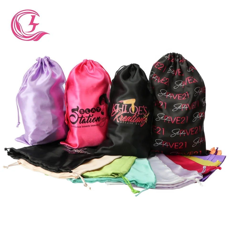Desgin Your Custom Logo Hair Extension PackagingBeautiful Satin Hair Extension Packaging BagsBuy Hair Get Free Private Labels
