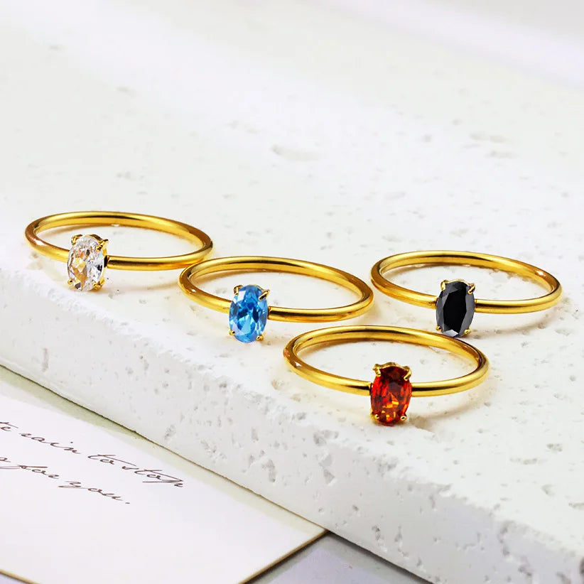Europe and America  Personality 3A Color Stainless Steel Rings Jewelry Women Display Wedding Rings for Women Gold 18k Couple