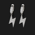Men's Jewelry Shiny Hip Hop Micro Pave CZ Lightning Bolt Charm Hoop Earrings Lightning Bolt Huggie Hoop Earrings