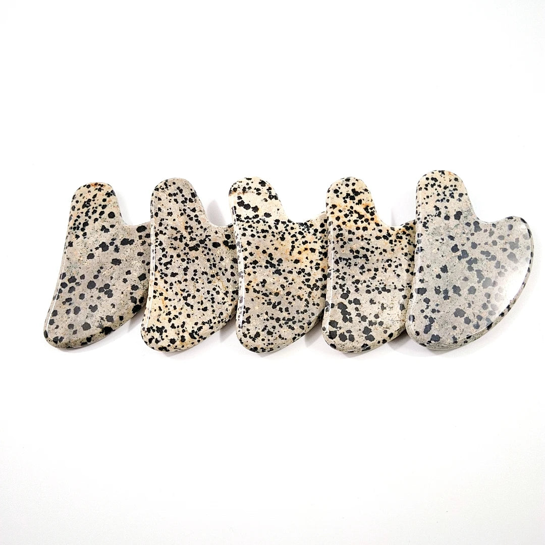 DIY Private Label Anti Aging Body Massage Natural Facial Heart Dalmatian Jasper Gua Sha