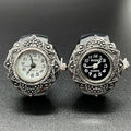 Wholesale Vintage Flower Finger Rings Silver Color Watch for Women Men Unique Design Retro Finger Watch for Ladies