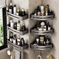 Wall Mounted Aluminium Bathroom Organizer Corner Rack Shelves With Hooks Shower Basket Towel Rack Shelf for Bathroom Bedrooms