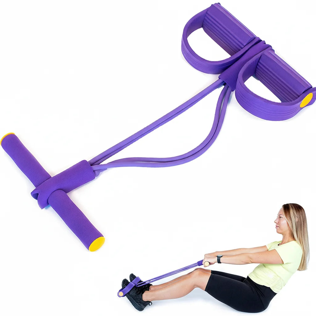 Bstar 4 Latex Tube Foot Pedal Resistance Bands-Medium Resistance Durable for Bodybuilding Gym Fitness Equipment