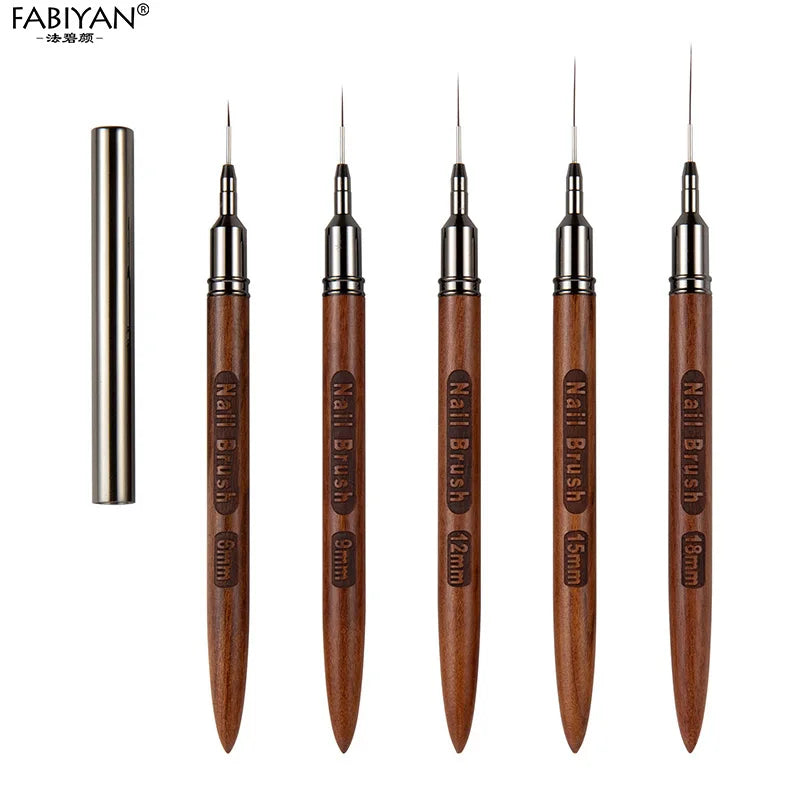 New Arrived  5pcs Wooden Handle Long Striping Nail Fine Drawing Pens Nail Gel Painting Line