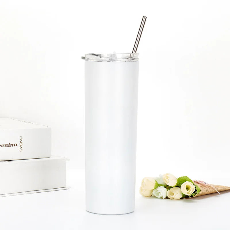 RubySub Stainless Steel 20oz Sublimation Tumbler Cups Skinny Tumbler Water Bottle with Straws