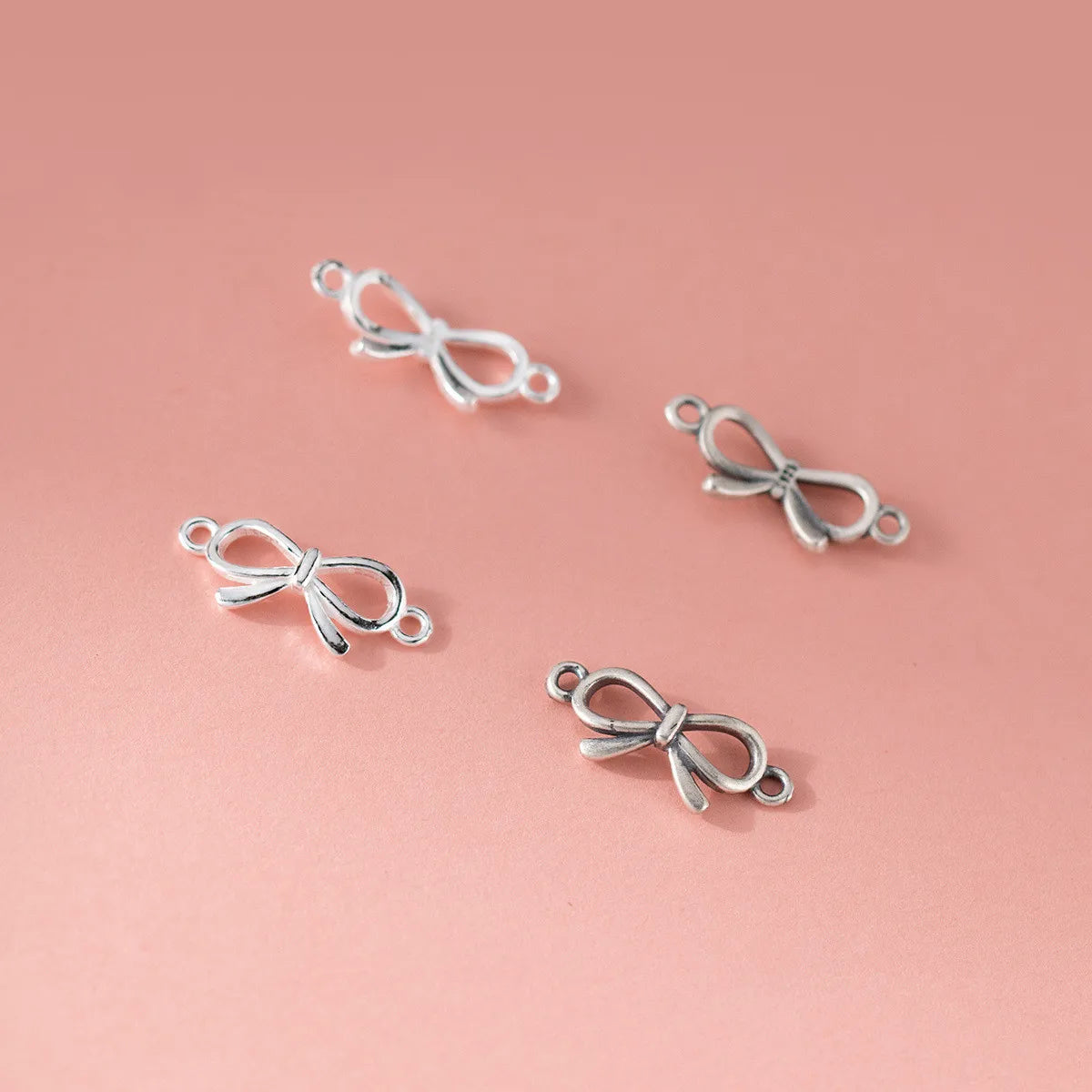 925 Sterling Silver Bow Connector Charms for Bracelet Making Pendant