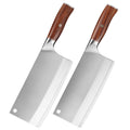 8 Inch Chinese Cleaver Knife with Wood Handle Hand Carbon Steel Slicing Butcher Knife Kitchen Knives Set Metal