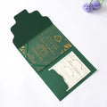 Emerald Green Creative Pocket Fold Invitations Gold Foiling Clear Acrylic Card with Wedding Details Card