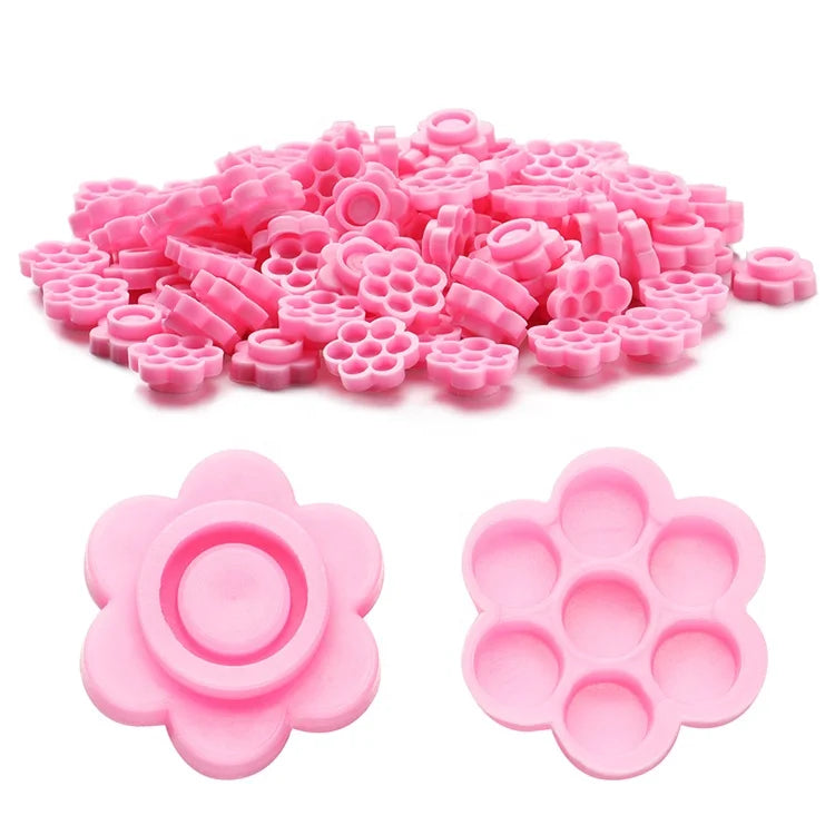 Wholesale Disposable Glue Gasket Plastic Flower Shape Glue Pad False Eyelashes Glue Holder Adhesive Pallet