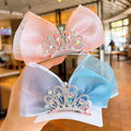 Wholesale 2022 Fashion Baby Big Bow Gauze Design Elsa Princess Hair Clips Cute Kids Hair Pins Children's Crown Hair Accessories
