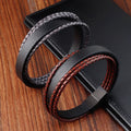 New Design Stainless Steel Clasp Vintage Real Genuine Leather Bracelet Men Bangle Jewelry L20189