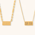 Customizable Men's Vintage Square Pendant Necklace 18K PVD Gold Plated Zircon Stainless Steel Angel Number Pig Nose Chain