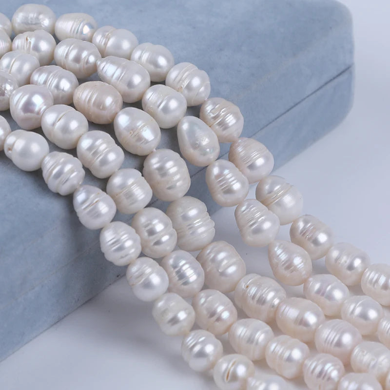 10-11mm Big Size White Color Rice Freshwater Pearl  Strand  7 Inch Natural Pearls Wholesale  18cm for Jewelry Making