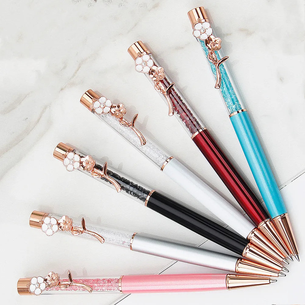 Beautiful Gift Metal Pen With Flower Clip Customized Logo Metal Ballpoint Pen Luxury Ball Point