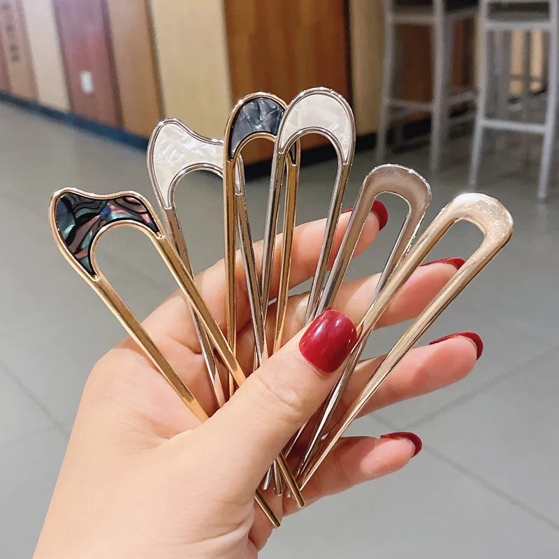 Fashion Retro 10.5 Cm Metal U Shaped Hairpin Bride Elegant Hair Sticks Hair Holder Clips for Women Hair Accessories
