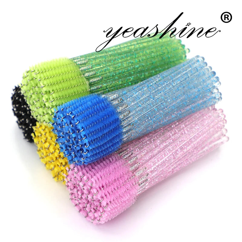 Custom Mascara Pink Glitter Wands Red Lash Applicator Disposable Nylon Eyelash Brush Diamond Makeup Tool