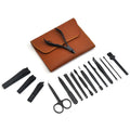Hot Sale Product Stainless Steel Manicure Set Professional 16 Pieces  Black Nail Clipper Pedicure Set With PU Leather Case