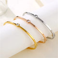 Fashion Simple Female Jewelry 18K Gold Plated Stainless Steel Single Stone Cuff Bangle Bracelets for Women Inspirational Jewelry