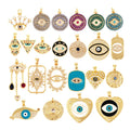 Color CZ Turkish Evil Eye Heart Coin Enamel Heart Charm Turquoise Pendant Oil DroppedReal Gold Plated for Necklace Bracelet M19