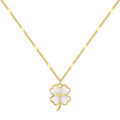 Fashion Jewelry 925 Sterling Silver Clavicle Chain Necklace Creative Opal Four Leaf Clover Pendant Necklace for Women Girls Gift