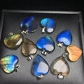 925 Silver Crystal Pendent Heart  Shape Necklace Wholesale Gemstone Full Flash Labradorite Pendent for Men & Women