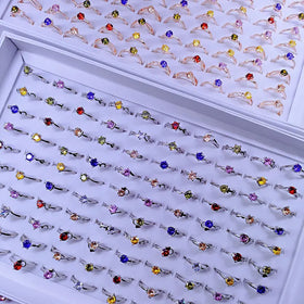 Mix Color Micropaved Zirconia Color Ring Mix Bulk Zircon Wedding Rings Zircon Mix Bulk Gemstone Wedding Rings for Women