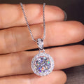 CAOSHI Custom Wholesale Cubic Zirconia Necklace 925 Silver Plated Women Romantic Big Round Imitate Moissanite Pendant Necklace