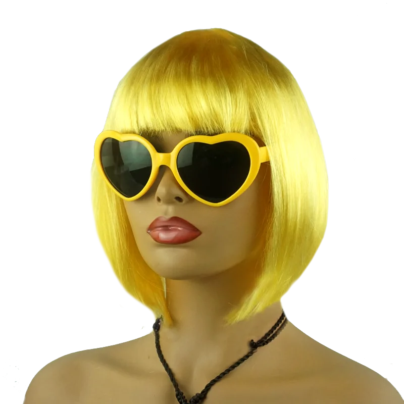 Factory Hot Selling with Wholesale Price 9 Pcs Suit Synthetic Wig Hair Bob Straight Cosplay Wig With Sunglasses