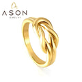 Ason Fashion Personality Simple Design Ring Ins Double Knotted Line Stainless Steel Ring