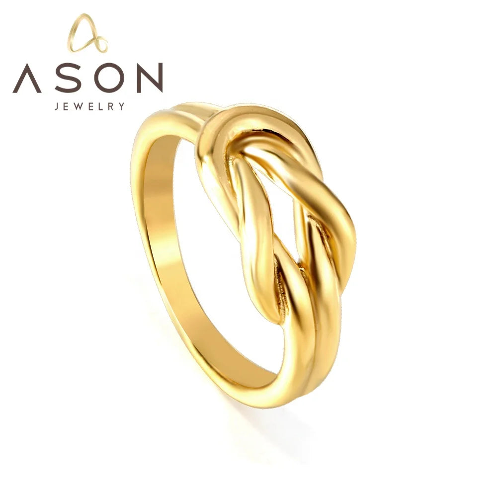 Ason Fashion Personality Simple Design Ring Ins Double Knotted Line Stainless Steel Ring