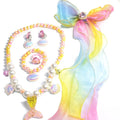 Fashion Handmade ABS Chunky Pearl Beads Beaded Children Jewelry Sets Toddler Necklaces and Bracelet for Girls With a Hair Clip