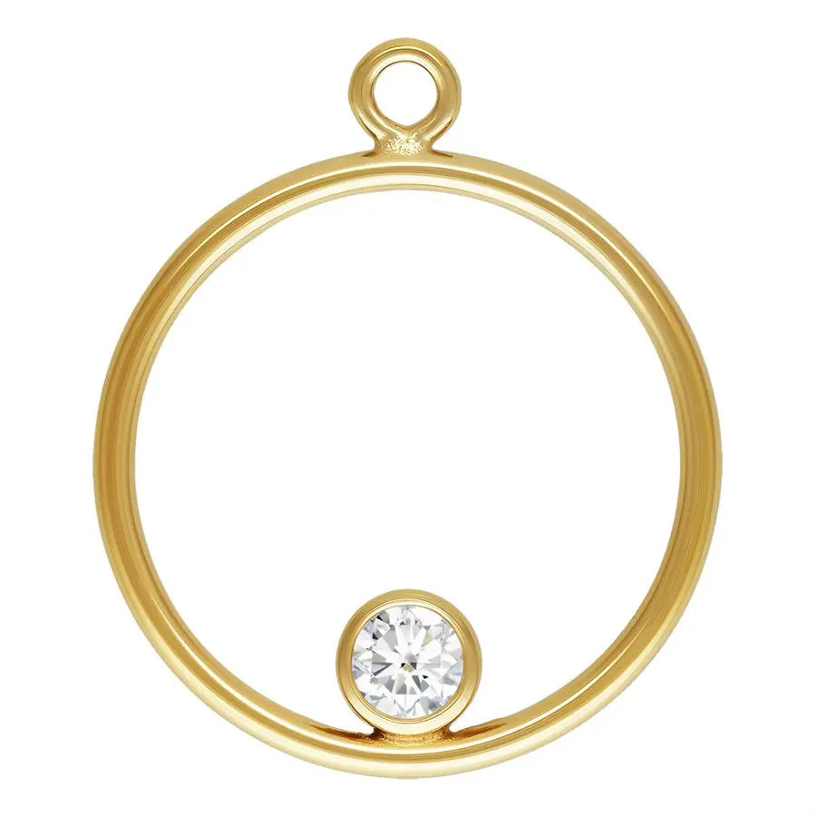 Vintage 15mm Round Drops Gold Filled with 2mm Zircon Stone Charms