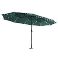 9x15ft Free Power Solar LED Garden Umbrella Double-Sided Rectangle Metal Patio Parasol Modern for Outdoor Restaurant Bistro