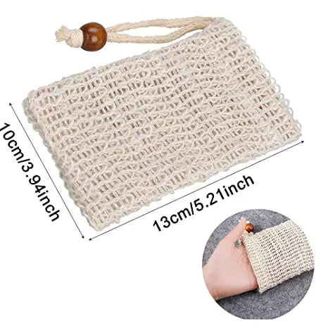 Natural Sisal Saver Pouch Soap Hemp Bag Drawstring Handles Exfoliator Homemade Mesh Bag 9x14cm Shoulder Strap Gift Customizable
