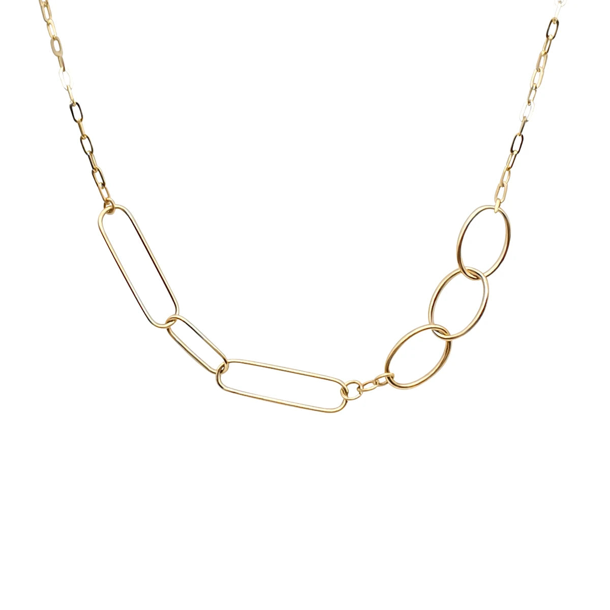 Wholesale 18K Real Gold Paper Clip Necklace Rectangle Body Link Chain Trendy Style for Weddings Parties and Gifts