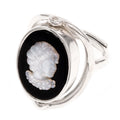 925 Sterling Silver Unique Double Sides Rotatable Ring Natural Shell Agate Elegant Charm Queen French Jewelry Adjustable