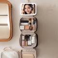 Manufacture Customized Hanging Travel Makeup Bag Waterproof Wash Cosmetics Storage Bag Portable Bag With Mirror LED Light