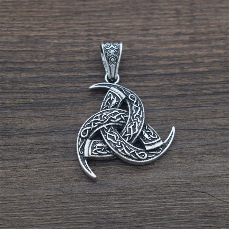 Viking Irish Knot Triple Horn Pendant Charms Scandinavian Jewelry for Men Women