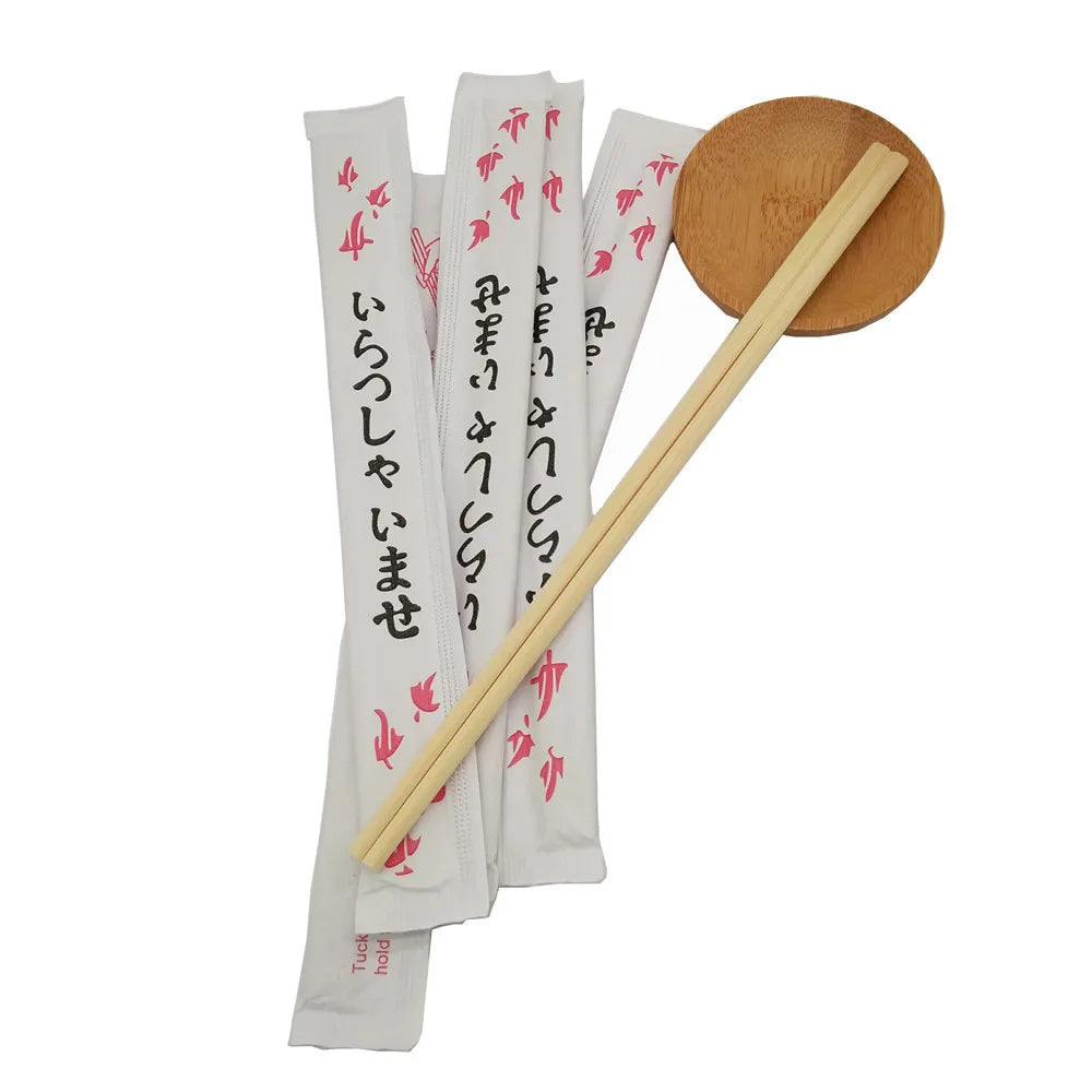 Stock Chopstick White Round Pink Personalized Logo Bamboo Chopsticks
