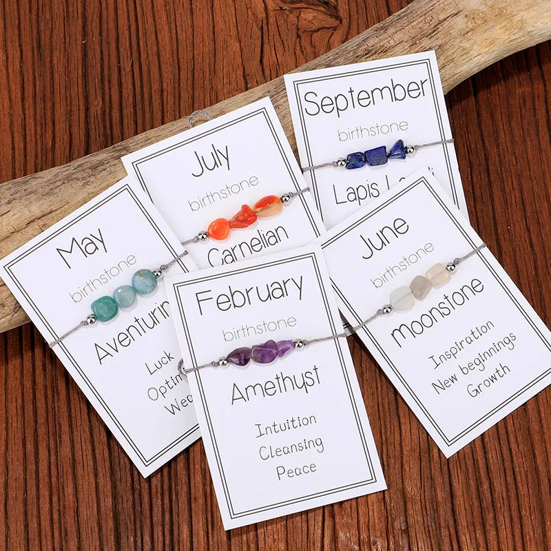 Customizable Fashion Beaded Bracelet for Men and Women Adjustable Irregular Natural Stone & Crystal Birthstone Healing Jewelry